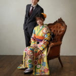 恋人と振袖を着て二十歳記念