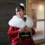 ショール姿で成人記念写真